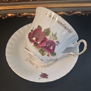 Darice Floral Great Grandmother Teacup and Saucer Set